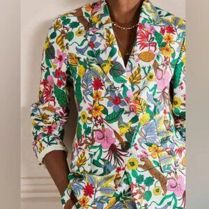 Boden NWOT Thea Wildlife Jungle Floral Linen Blazer Jacket Multicolor